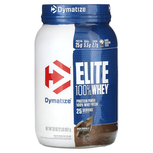 Dymatize, Elite 100% Whey Protein Powder, Rich Chocolate, 2 lbs (907 g)