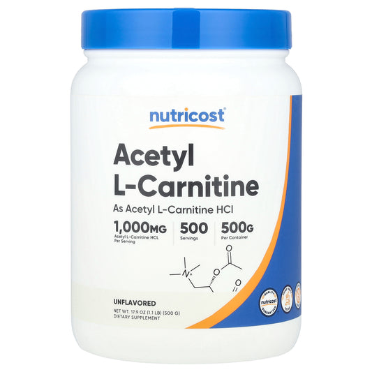 Nutricost, Acetyl L-Carnitine, Unflavored, 1.1 lb (500 g)