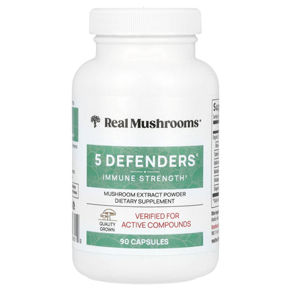 Real Mushrooms, 5 Defenders®, Mushroom Extract Powder, 90 Capsules