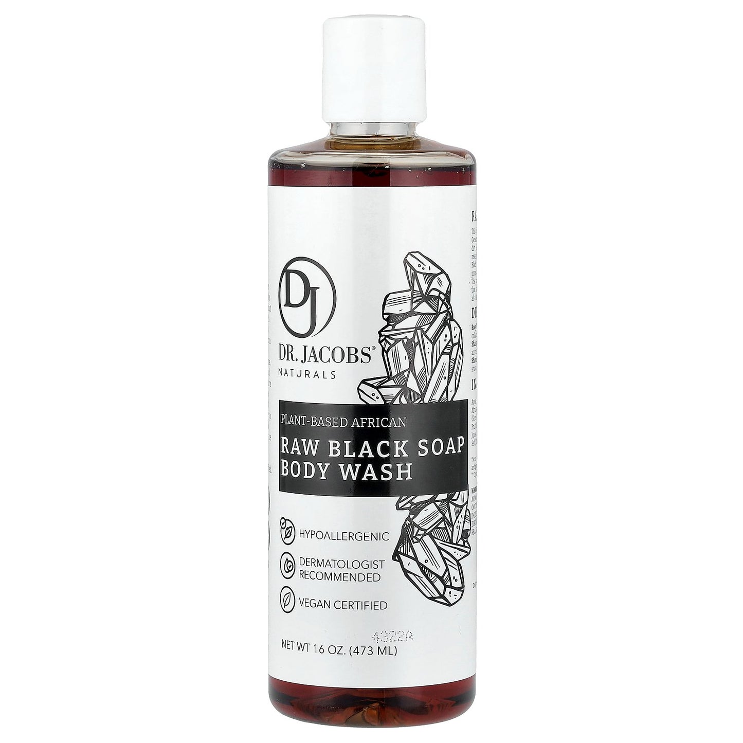Dr. Jacobs Naturals, Plant-Based African Raw Black Soap Body Wash, 16 oz (473 ml)