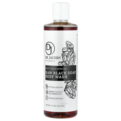 Dr. Jacobs Naturals, Plant-Based African Raw Black Soap Body Wash, 16 oz (473 ml)