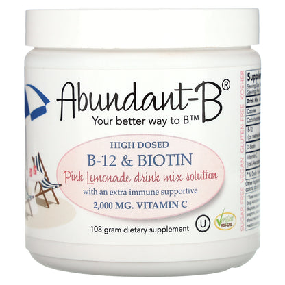 Sufficient C, Abundant-B High Dosed B-12 & Biotin Drink Mix, Pink Lemonade, 108 g