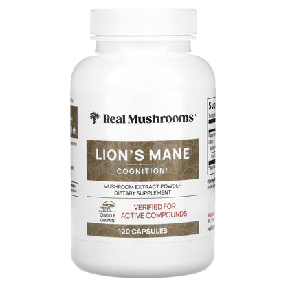 Real Mushrooms, Lion's Mane, Mushroom Extract Powder, 120 Capsules