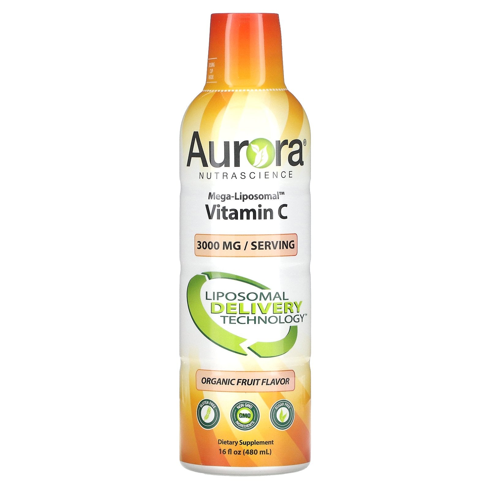 Aurora Nutrascience, Mega-Liposomal Vitamin C, Organic Fruit, 3,000 mg, 16 fl oz (480 ml)