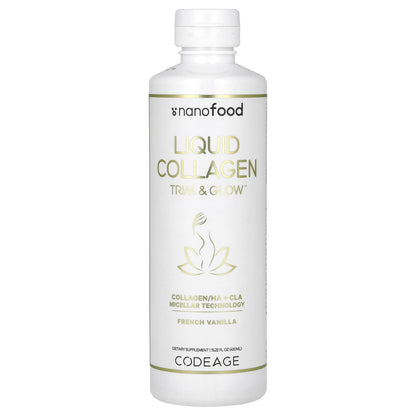 Codeage, Nanofood, Liquid Collagen, Trim & Glow, French Vanilla, 15.22 fl oz (450 ml)