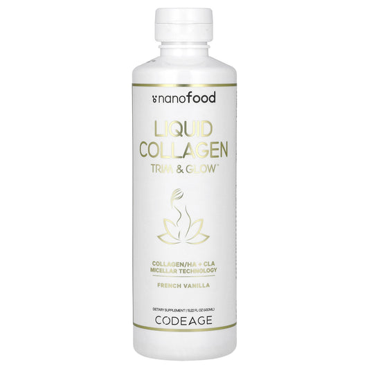 Codeage, Nanofood, Liquid Collagen, Trim & Glow, French Vanilla, 15.22 fl oz (450 ml)