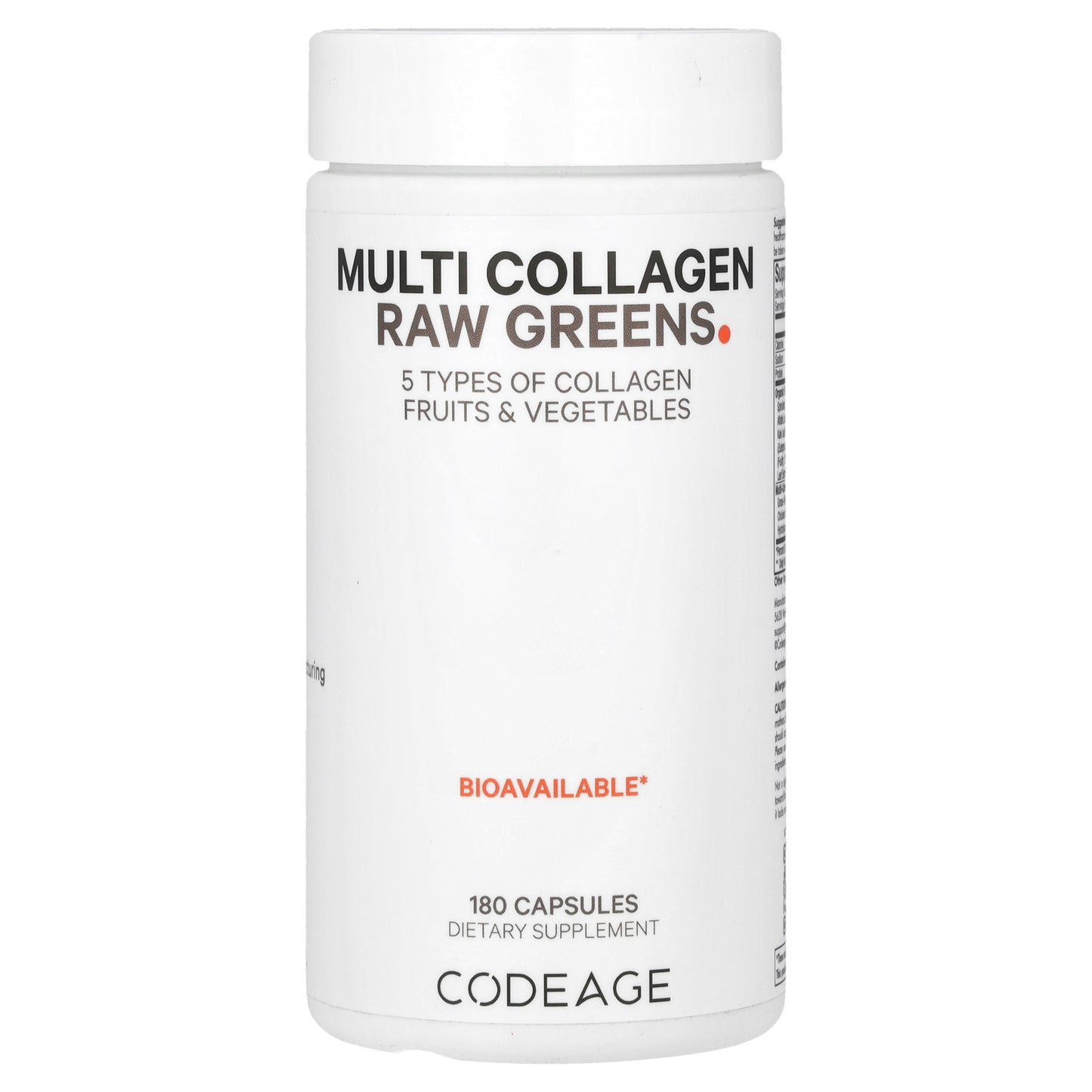 Codeage, Multi Collagen Raw Greens, 180 Capsules