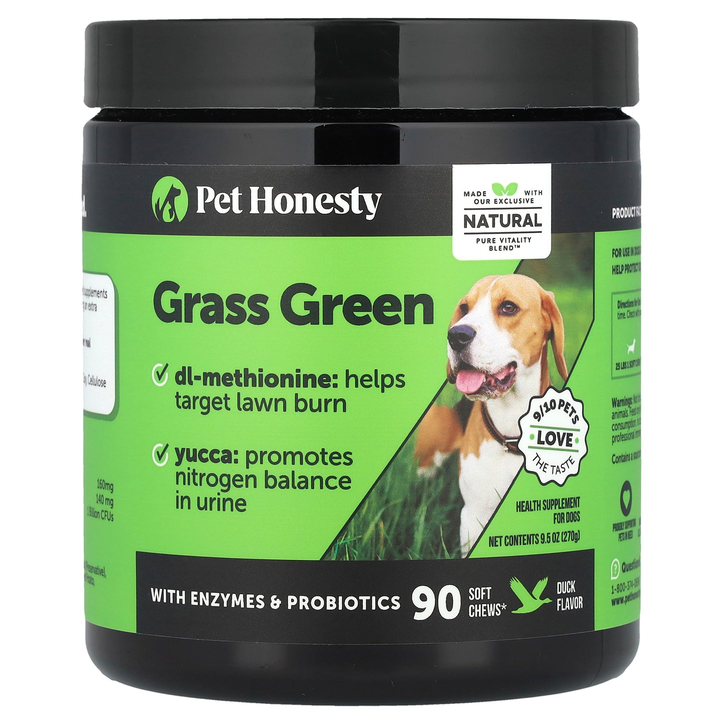 Pet Honesty, Grass Green, For Dogs, Duck, 90 Soft Chews, 9.5 oz (270 g)