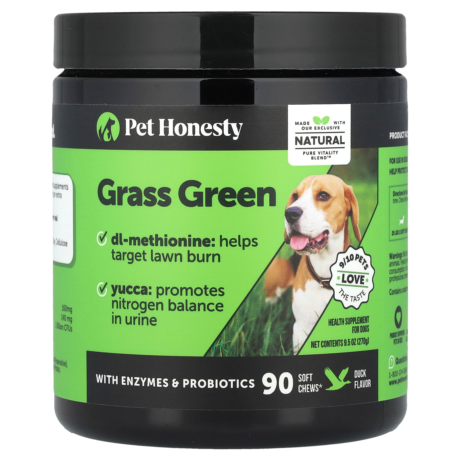 Pet Honesty, Grass Green, For Dogs, Duck, 90 Soft Chews, 9.5 oz (270 g)
