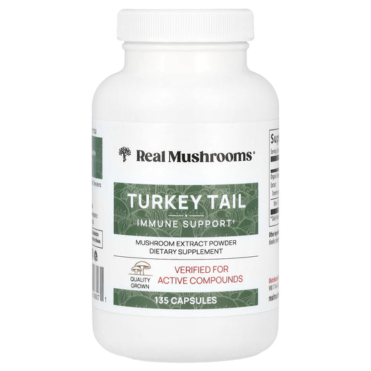 Real Mushrooms, Turkey Tail, Mushroom Extract Powder, 135 Capsules