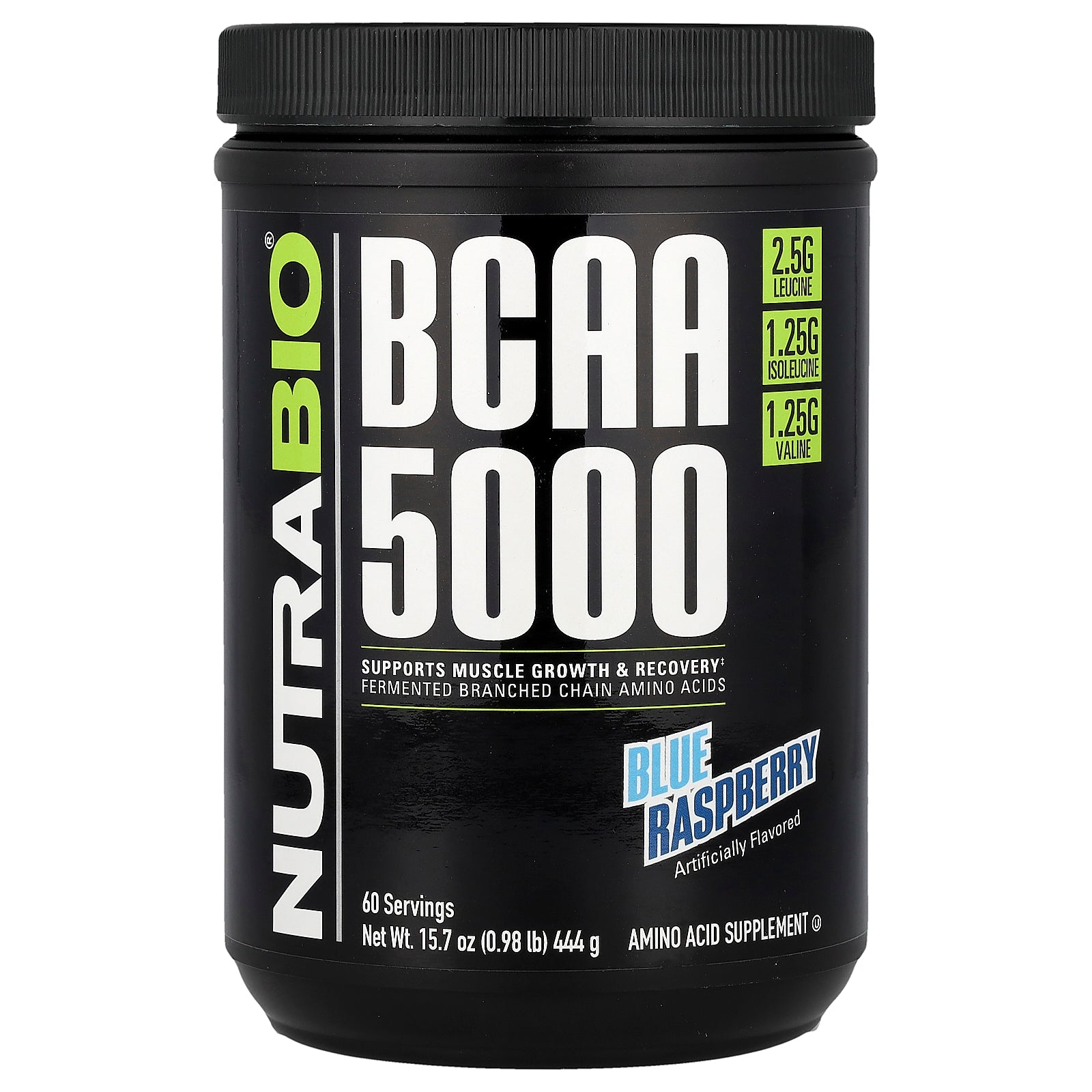 NutraBio, BCAA 5000, Blue Raspberry, 0.98 lb (444 g)