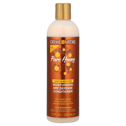 Creme Of Nature, Pure Honey, Moisturizing Dry Defense Conditioner, For Dry, Dehydrated Hair, 12 fl oz (355 ml)