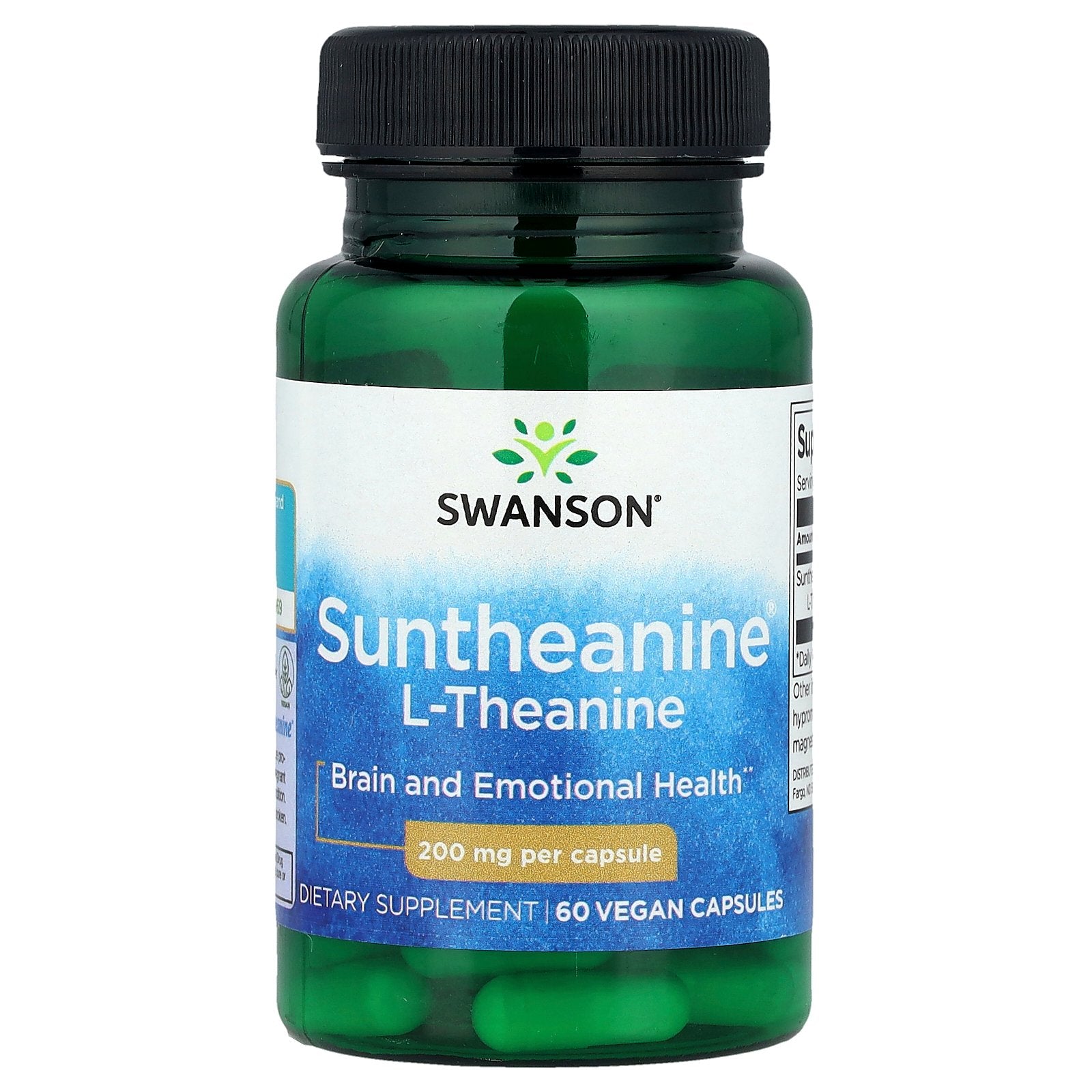 Swanson, Suntheanine® L-Theanine, 200 mg, 60 Vegan Capsules