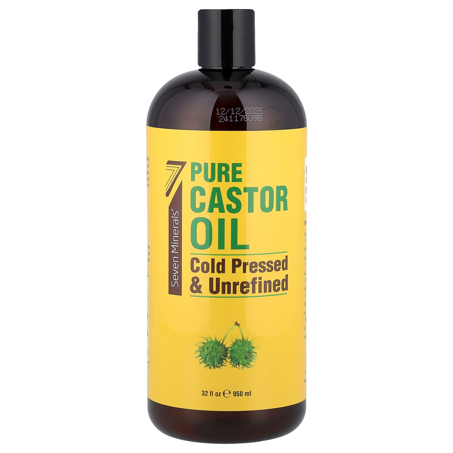 Seven Minerals, Pure Castor Oil, Cold Pressed & Unrefined, Unscented, 32 fl oz (950 ml)