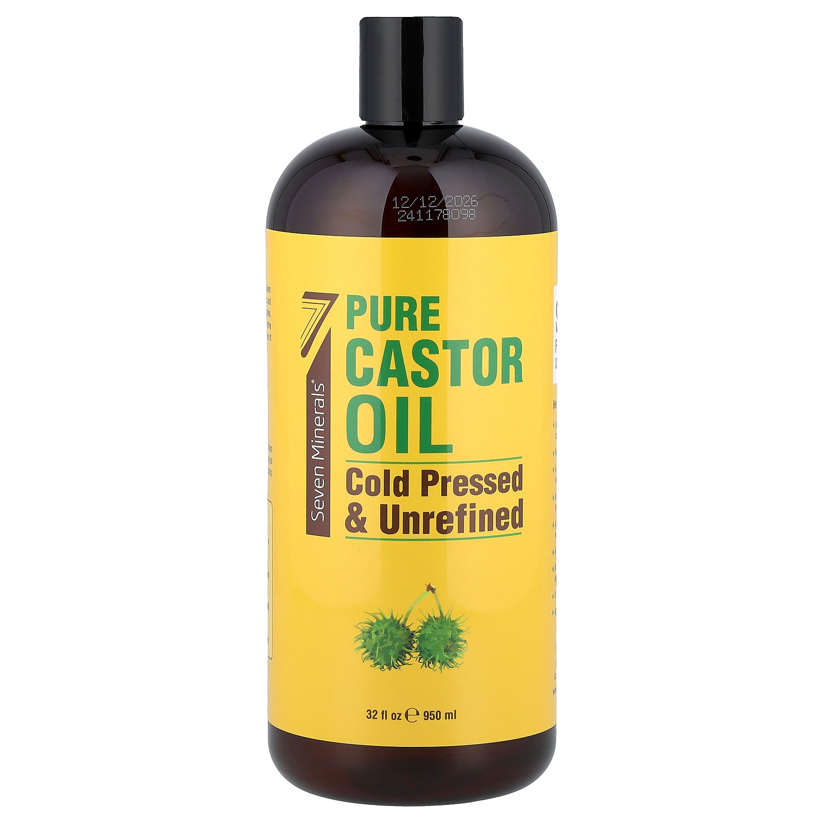 Seven Minerals, Pure Castor Oil, Cold Pressed & Unrefined, Unscented, 32 fl oz (950 ml)