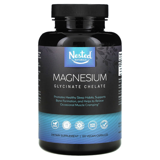 Nested Naturals, Magnesium, Glycinate Chelate, 120 Vegan Capsules (100 mg per Capsule)