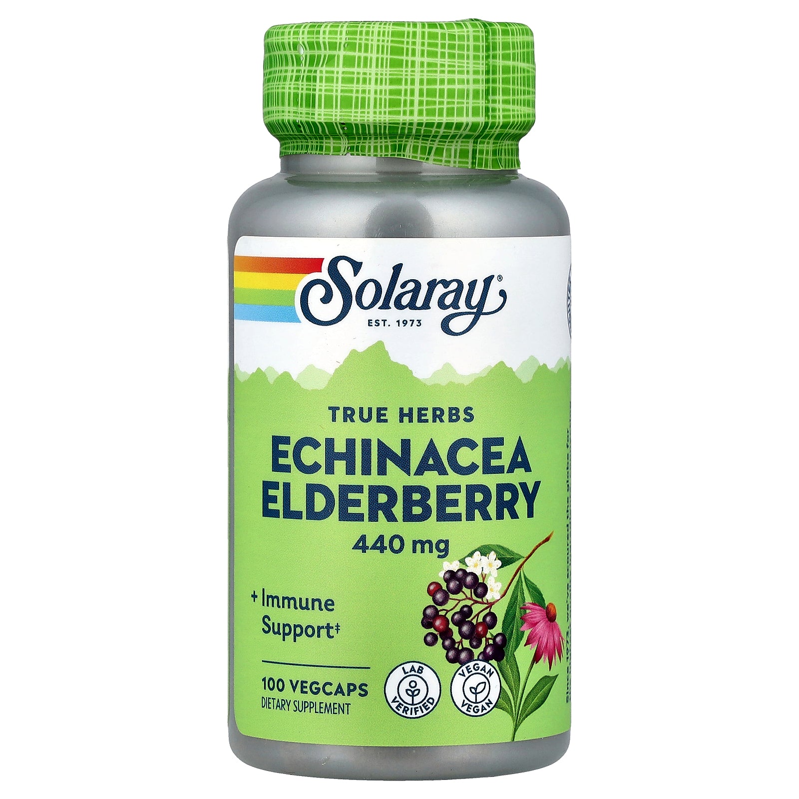 Solaray, True Herbs, Echinacea Elderberry, 100 VegCaps