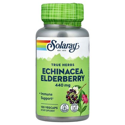 Solaray, True Herbs, Echinacea Elderberry, 100 VegCaps