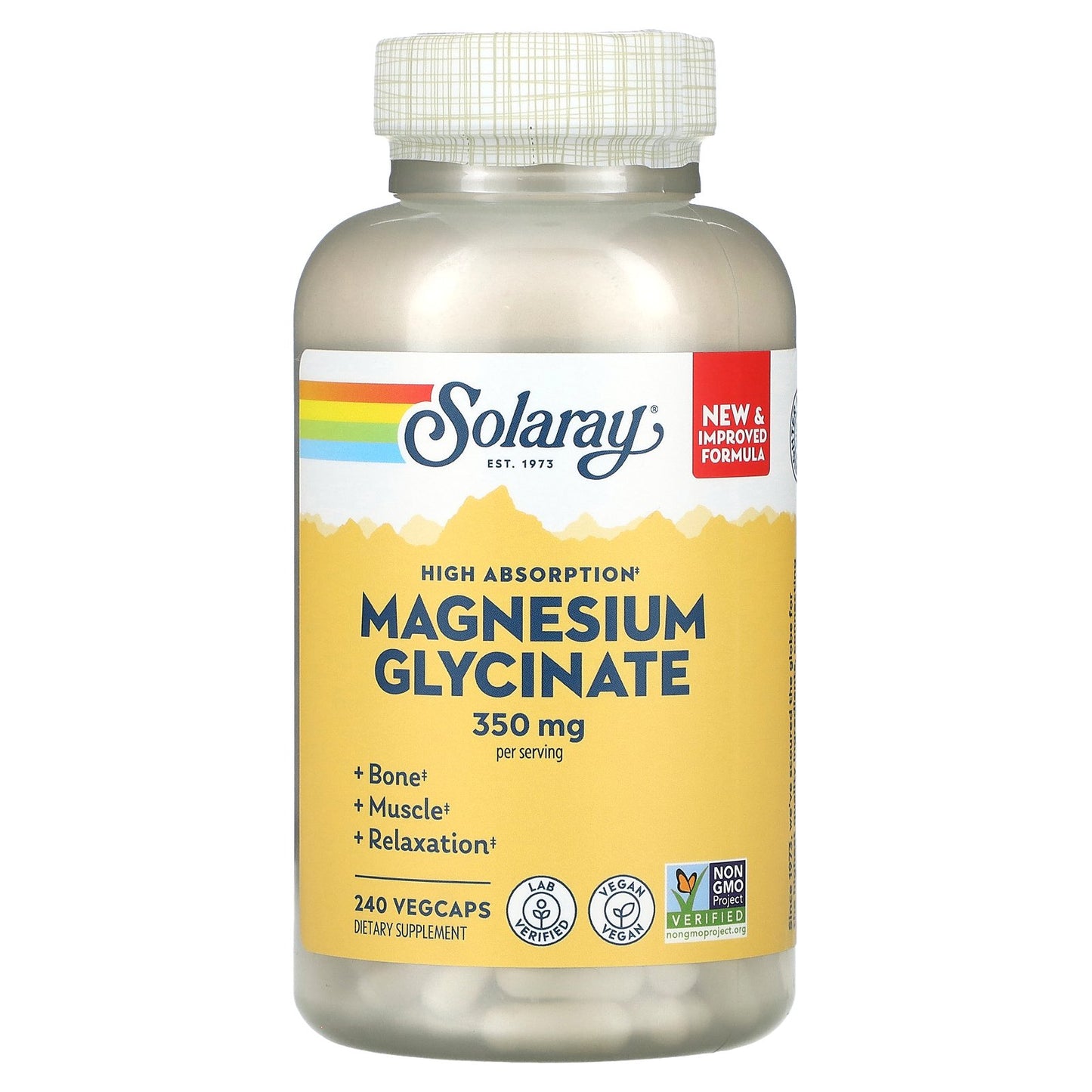 Solaray, Higher Absorption Magnesium Glycinate, 350 mg, 240 VegCaps