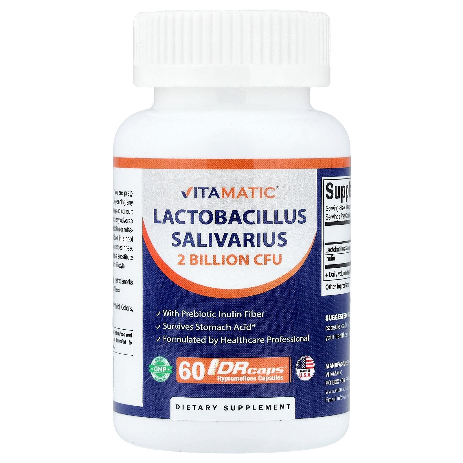 Vitamatic, Lactobacillus Salivarius, 2 Billion CFU, 60 DRCaps®