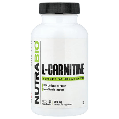NutraBio, L-Carnitine, 500 mg, 90 Veggie Capsules