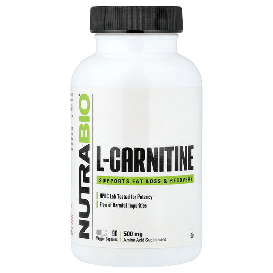 NutraBio, L-Carnitine, 500 mg, 90 Veggie Capsules