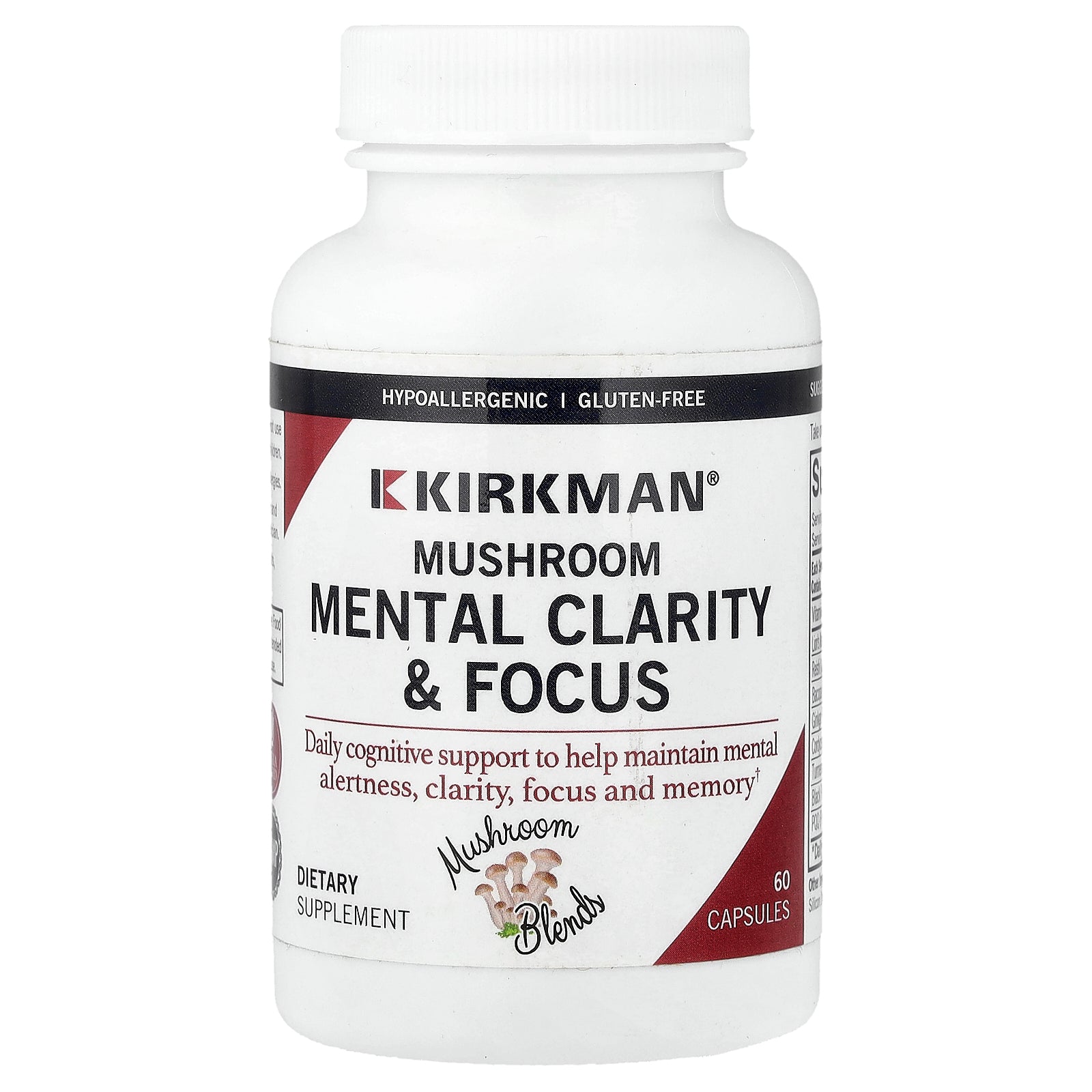 Kirkman Labs, Mushroom, Mental Clarity & Focus, 60 Capsules