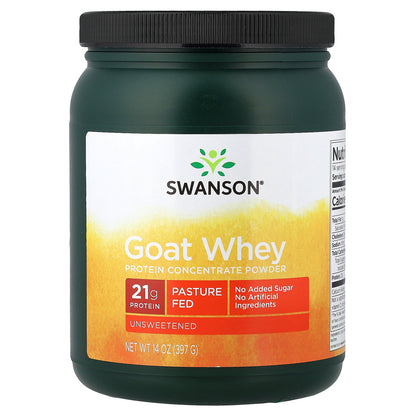Swanson, Goat Whey Protein Concentrate Powder, Unsweetened, 14 oz (397 g)