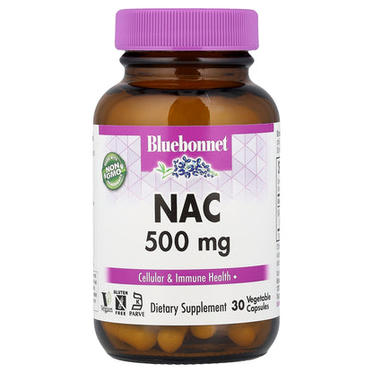 Bluebonnet Nutrition, NAC, 500 mg, 30 Vegetable Capsule