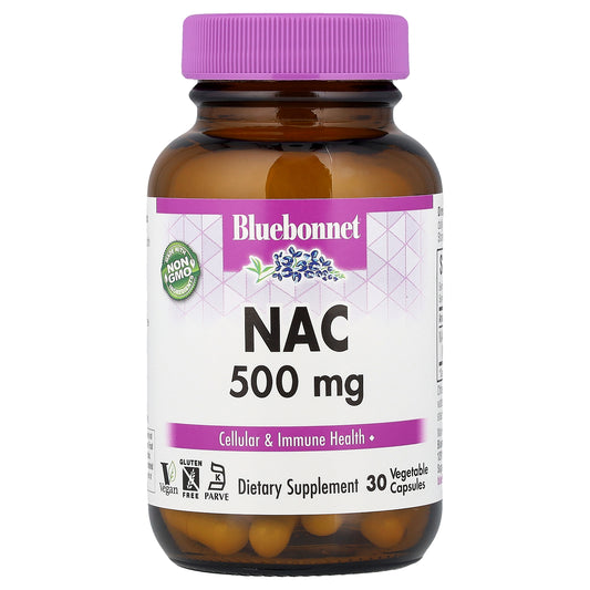 Bluebonnet Nutrition, NAC, 500 mg, 30 Vegetable Capsule