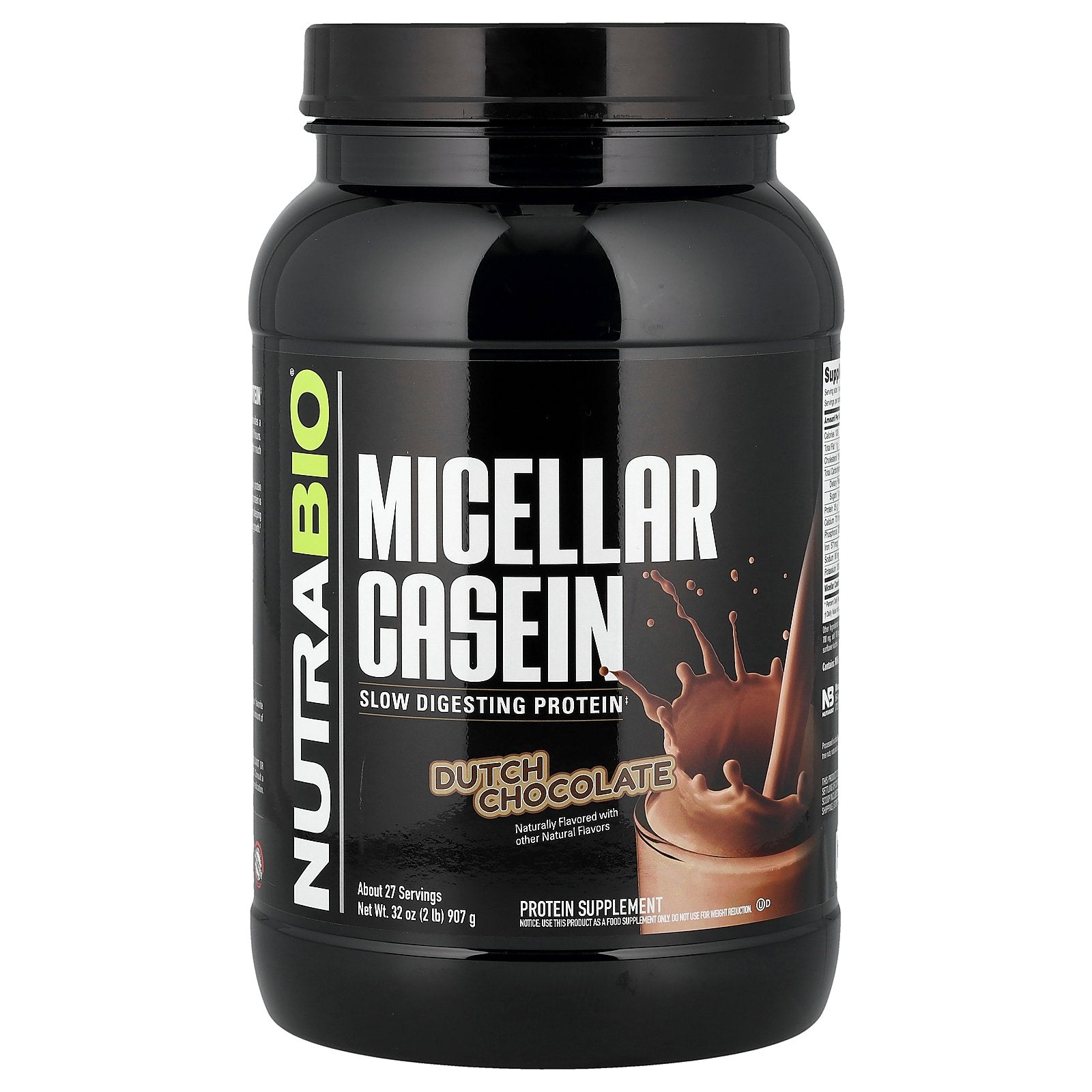 NutraBio, Micellar Casein, Dutch Chocolate, 2 lb (907 g)