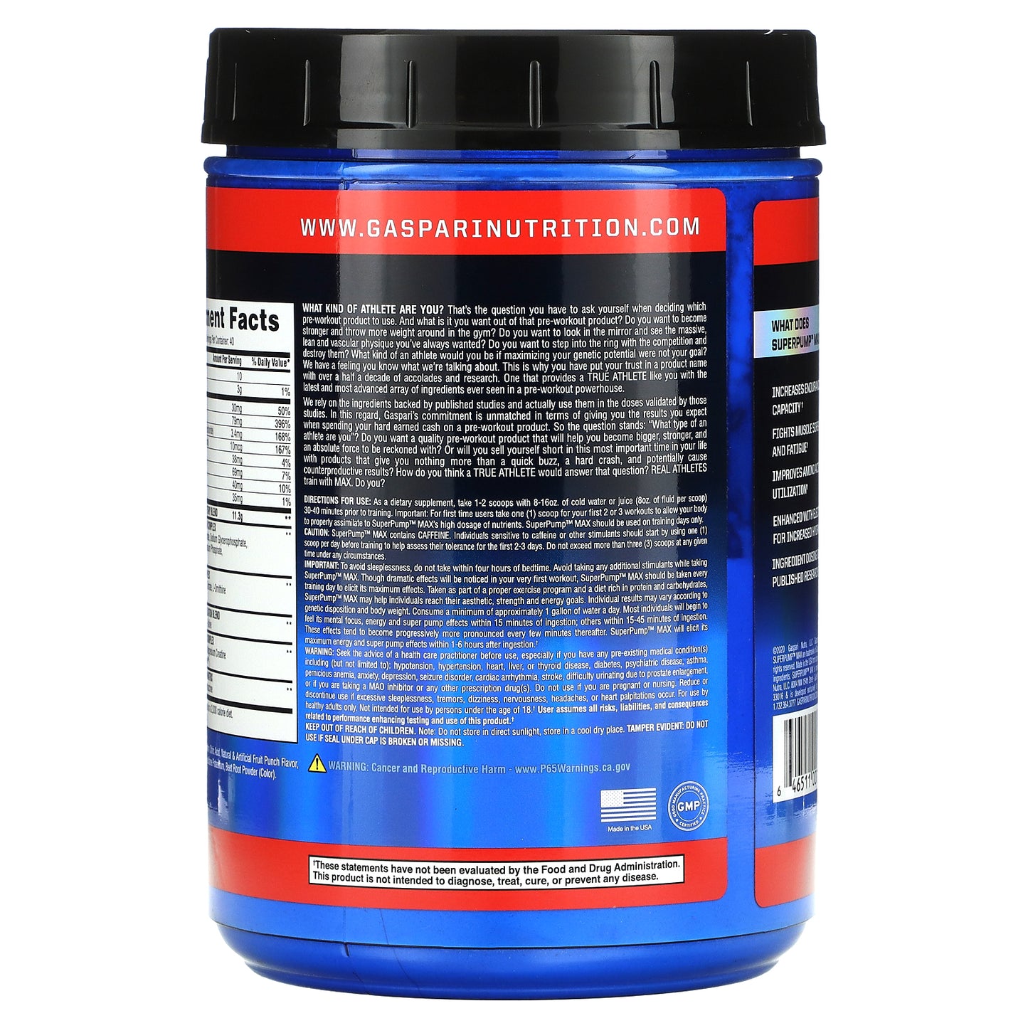 Gaspari Nutrition, SuperPump™ Max, Fruit Punch, 1.41 lbs (640 g)