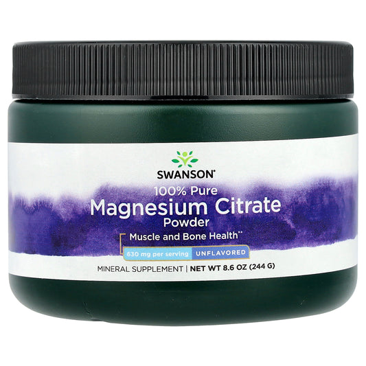 Swanson, 100% Pure Magnesium Citrate Powder, Unflavored, 8.6 oz (244 g)