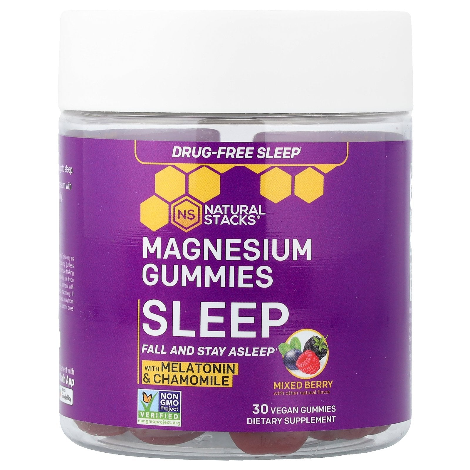 Natural Stacks, Magnesium Gummies, Sleep, Mixed Berry, 30 Vegan Gummies