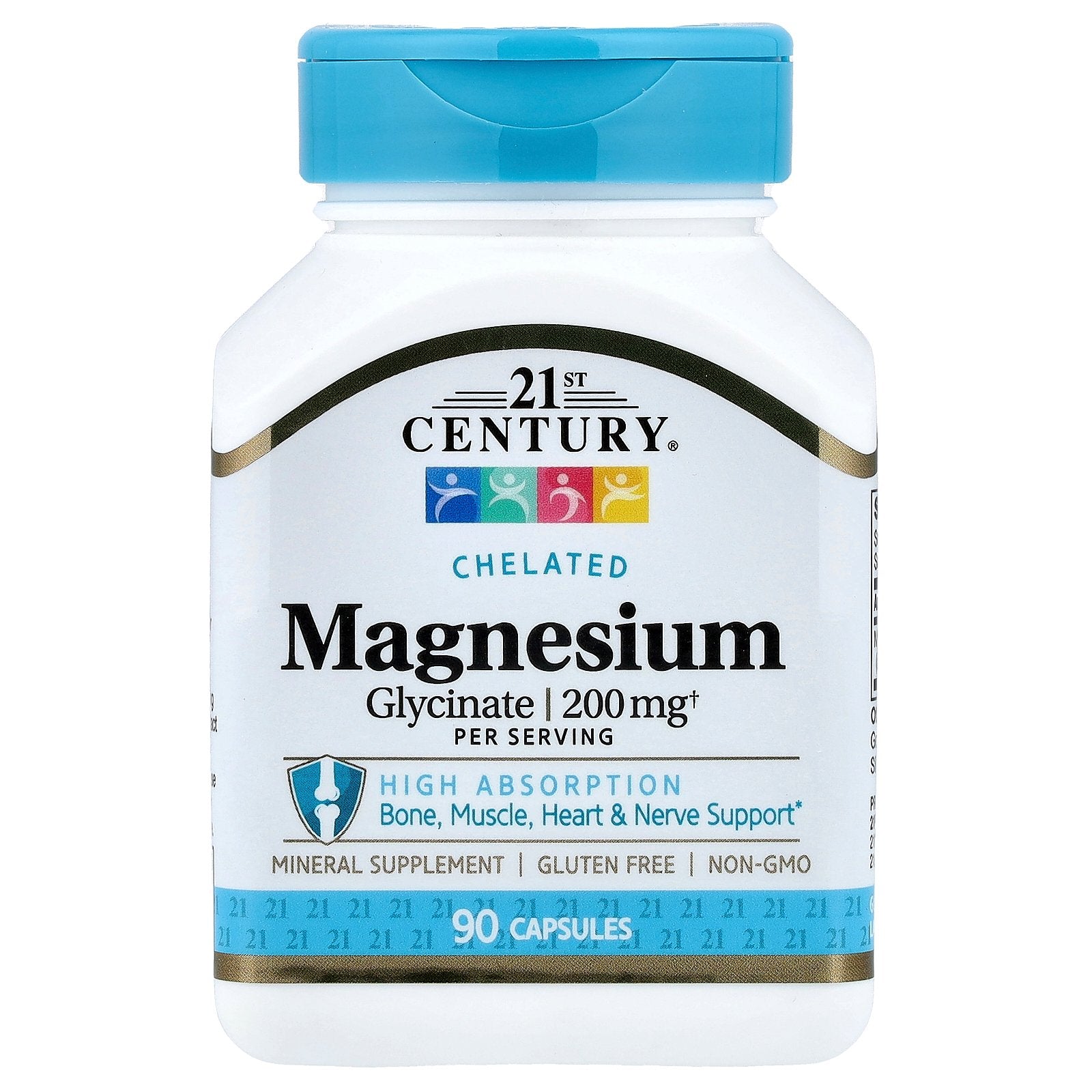 21st Century, Chelated Magnesium Glycinate, 90 Capsules, (100 mg per Capsule)