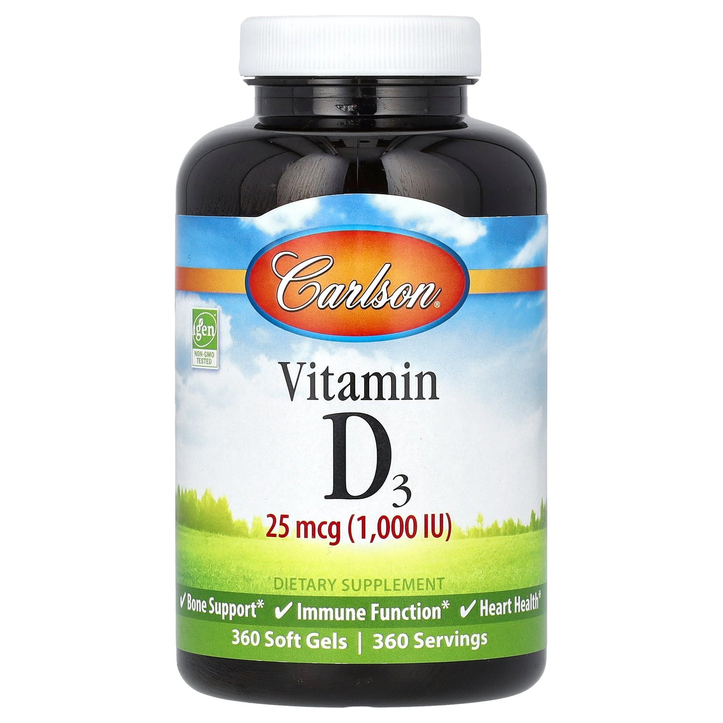 Carlson, Vitamin D3, 25 mcg (1,000 IU), 360 Soft Gels