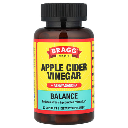 Bragg, Apple Cider Vinegar + Ashwagandha, 90 Capsules