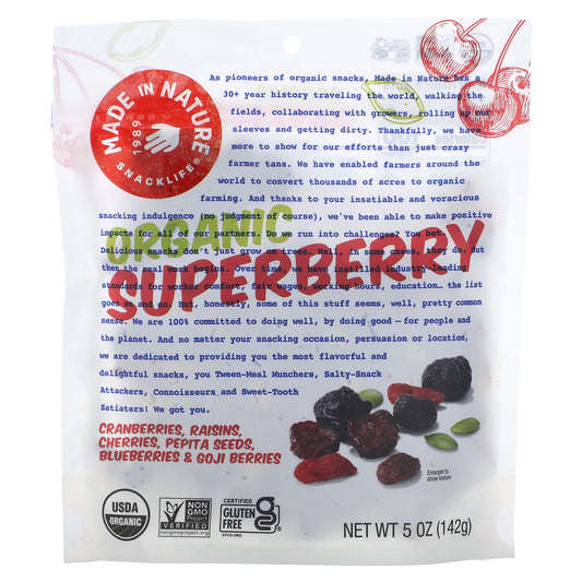 Made in Nature, Organic Superberry, Cranberries, Raisins, Cherries, Pepita Seeds, Blueberries & Goji Berries, 5 oz (142 g)