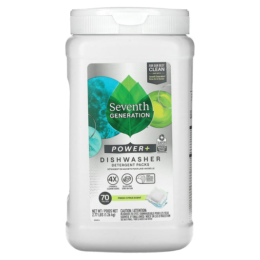 Seventh Generation, Ultra Power Plus Dishwasher Detergent Packs, Fresh Citrus Scent,  70 Packs, 2.77 lbs (1.26 kg)