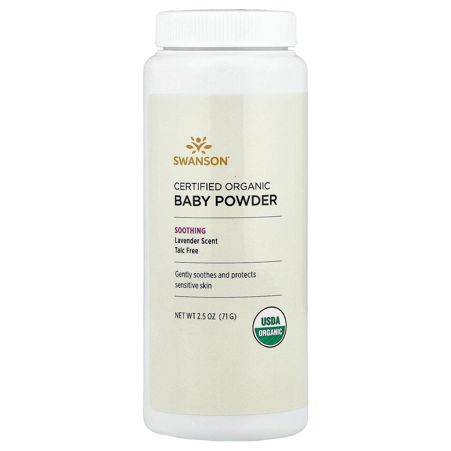 Swanson, Certified Organic Baby Powder, Lavender, 2.5 oz (71 g)