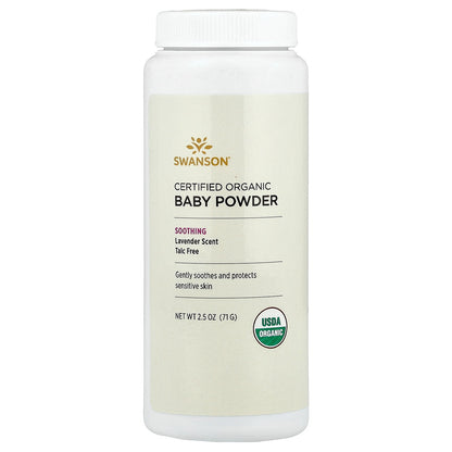 Swanson, Certified Organic Baby Powder, Lavender, 2.5 oz (71 g)