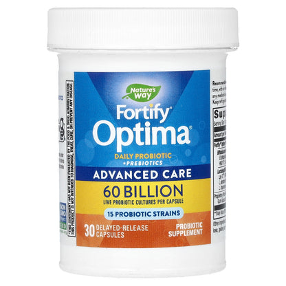 Nature's Way, Fortify Optima, Daily Probiotic + Prebiotics, 60 Billion, 30 Delayed-Release Capsules