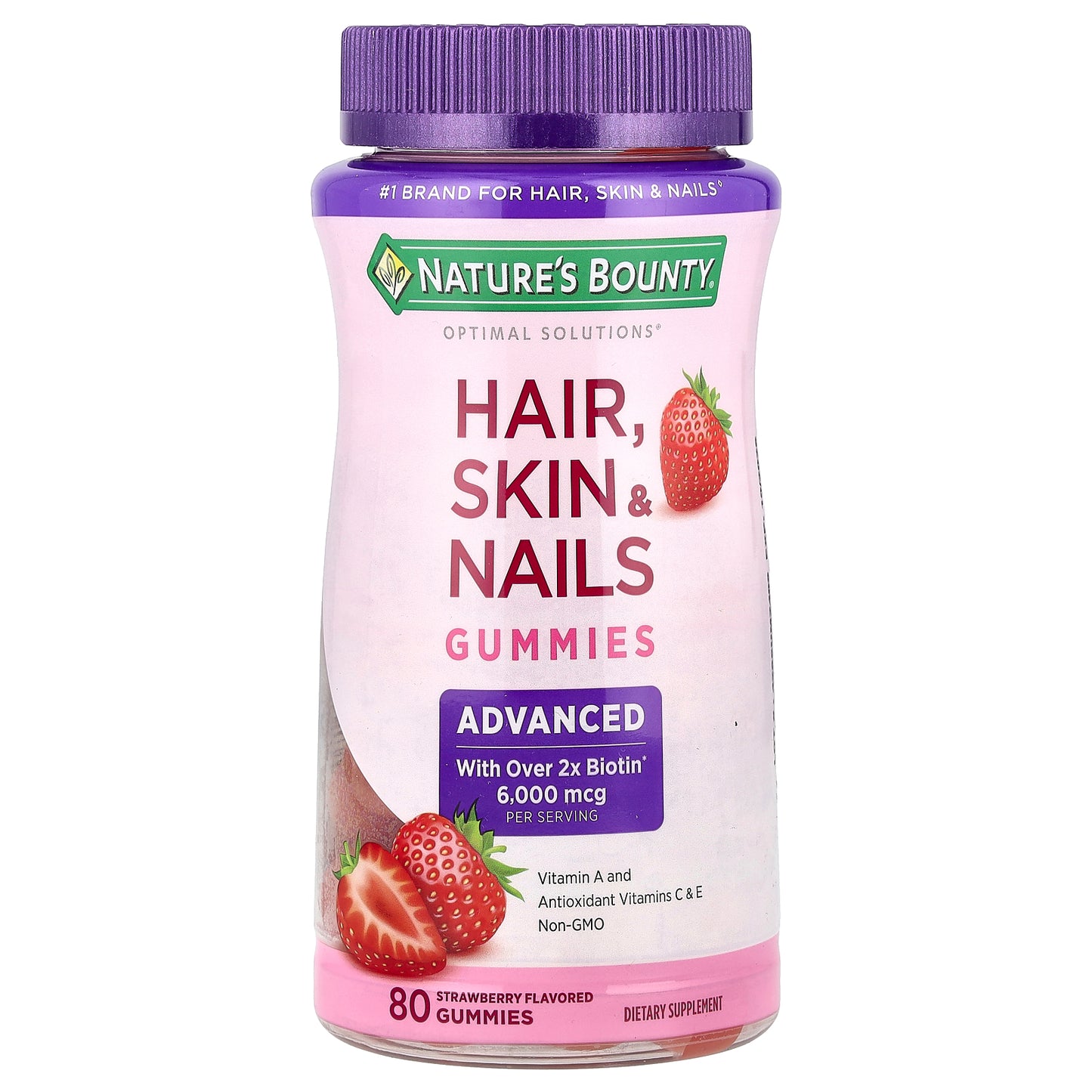 Nature's Bounty, Advanced Hair, Skin, & Nails Gummies, Strawberry, 80 Gummies