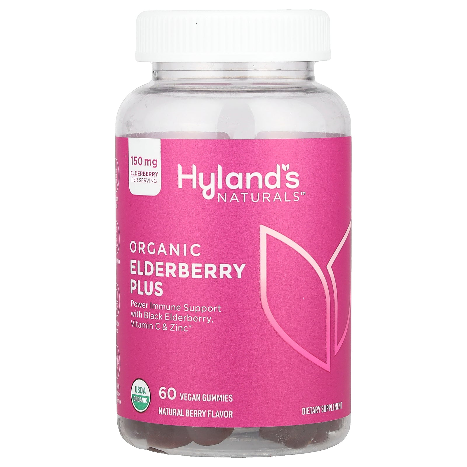 Hyland's Naturals, Organic Elderberry Plus Gummies, Natural Berry, 60 Vegan Gummies