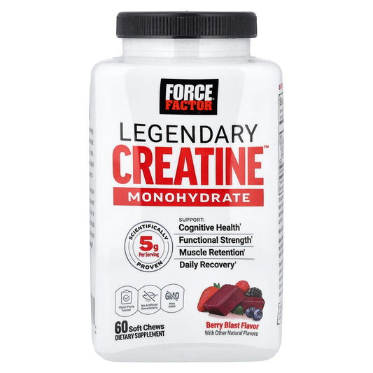 Force Factor, Legendary Creatine™ Monohydrate, Berry Blast, 60 Soft Chews (2.5 g per Chew)