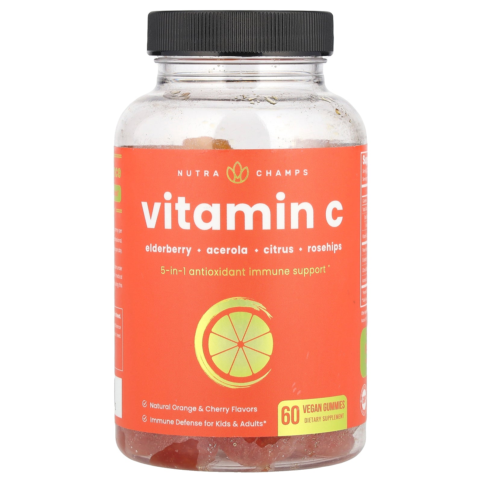 NutraChamps, Vitamin C, Natural Orange & Cherry, 60 Vegan Gummies