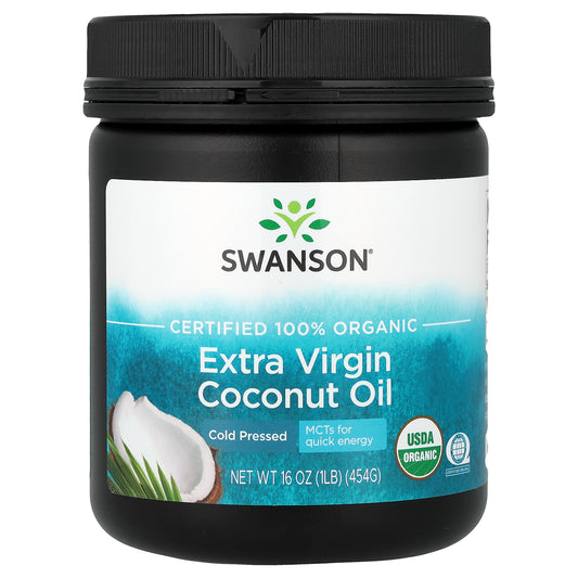 Swanson, Organic Extra Virgin Coconut Oil, Cold Pressed, 16 oz (454 g)