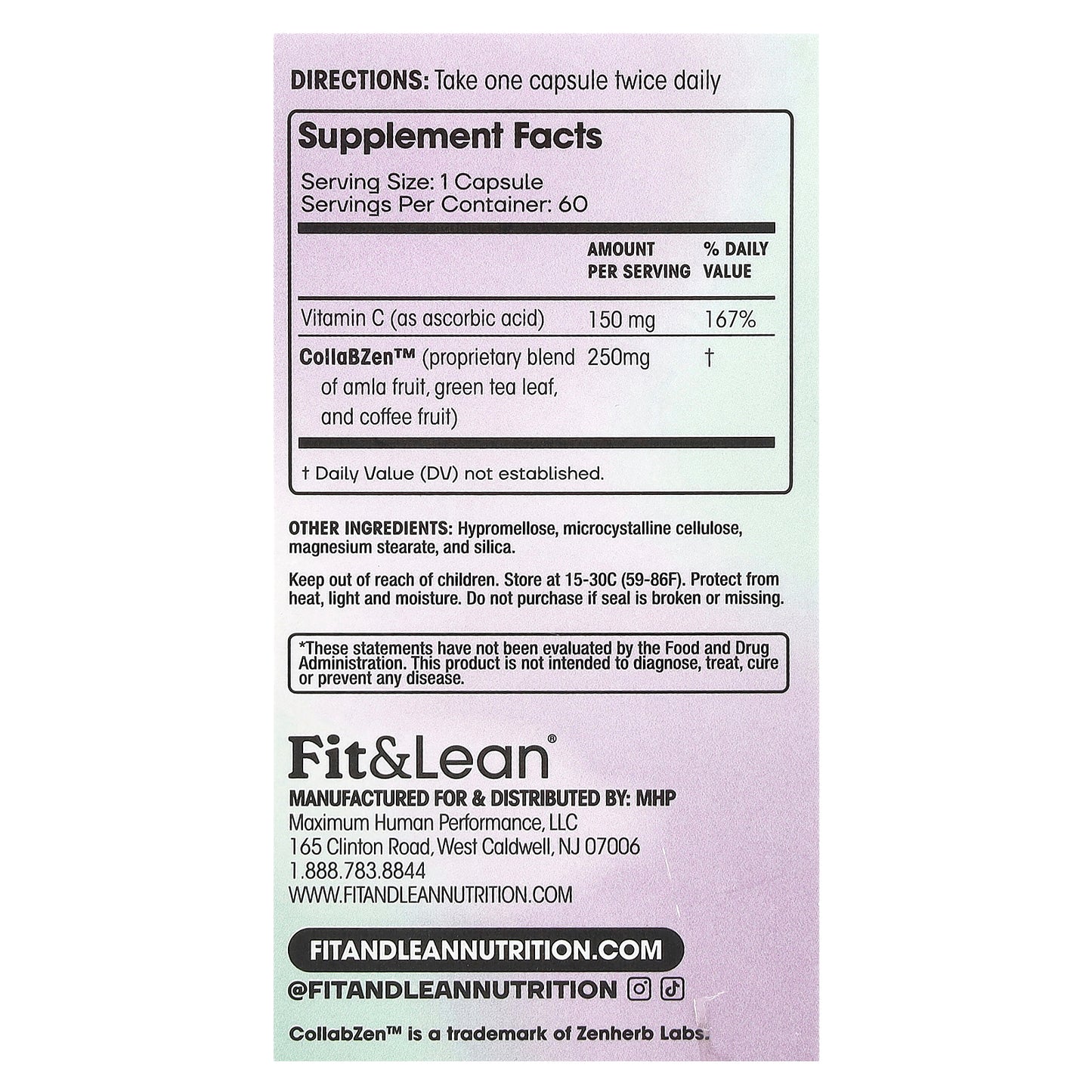 Fit & Lean, CollaVen™, Vegan Collagen Builder , 60 Capsules