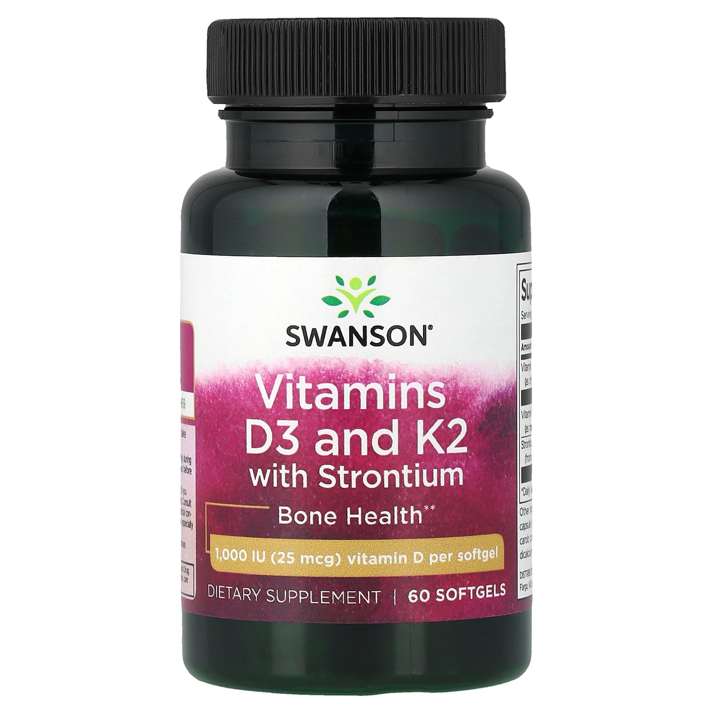 Swanson, Vitamins D3 and K2 with Strontium, 60 Softgels
