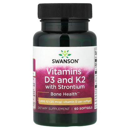 Swanson, Vitamins D3 and K2 with Strontium, 60 Softgels